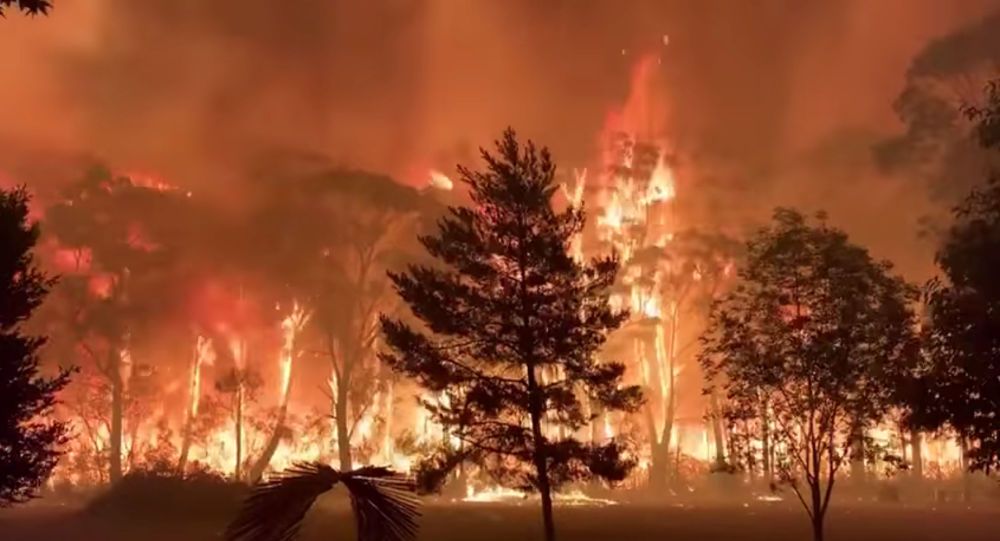 Imágenes aterradoras: así se vuela a ciegas sobre los devastadores incendios de Australia ◘ Video