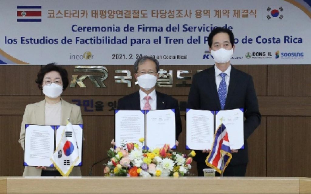 Corea-tren-Pacifico ¿Firmó el Gobierno un contrato de $1600 millones con empresa coreana para renovar línea férrea a Puntarenas?