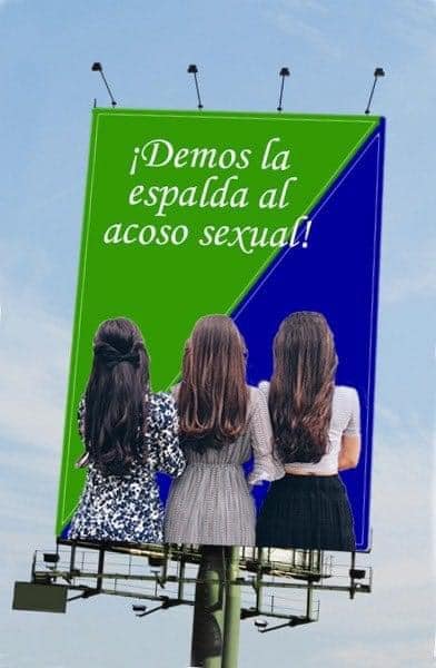 Espalda-al-acoso-sexual Montan imágenes para contrarrestar polémicas vallas publicitarias de Rodrigo Chaves