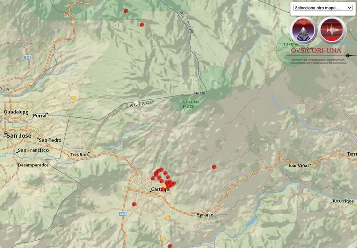 Más de 18 sismos de poca profundidad y baja magnitud hacen vibrar Cartago