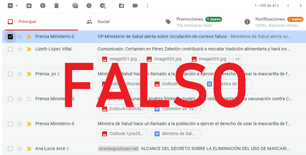 ¡Alerta! Salud advierte sobre correos falsos que buscan suplantar su identidad