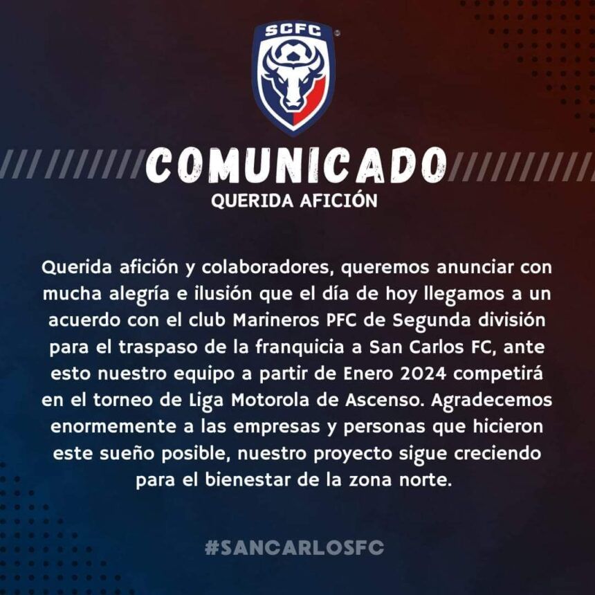 Extraña movida de San Carlos FC tiene al mundo del fútbol contrariado