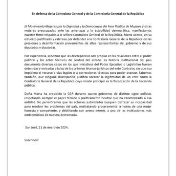 Mujeres Mujeres de varios grupos políticos se unen en defensa de Marta Acosta y la Contraloría General de la República