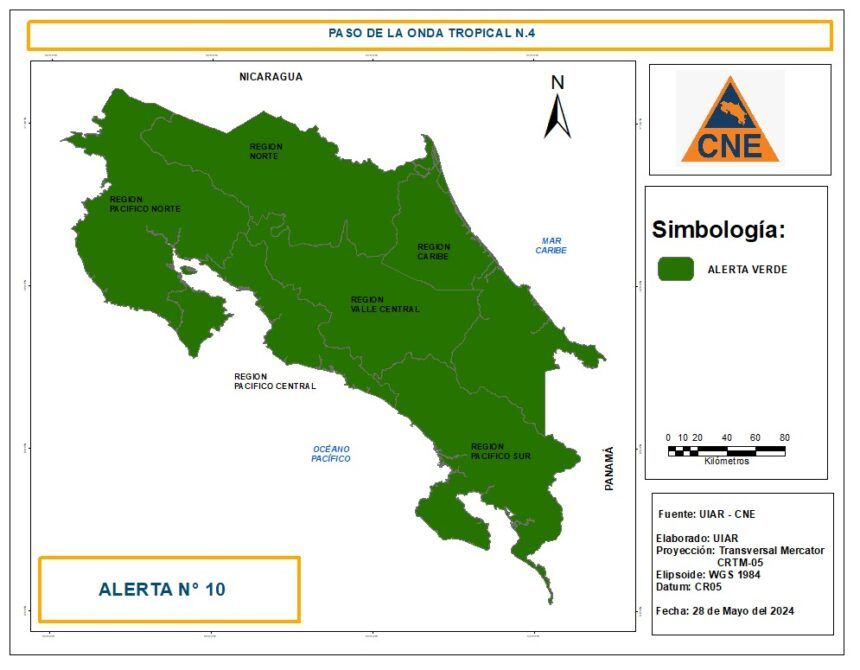 CNE emite alerta verde para todo el país por entrada de nueva onda tropical