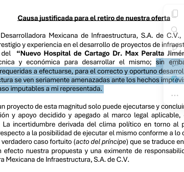 Es FALSO que empresa mexicana desistió de construir el nuevo hospital de Cartago porque el terreno no es apto o “pantanoso”
