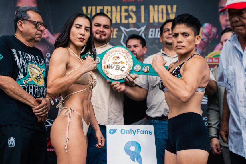 Yokasta Valle muestra su fuerza y belleza en la ceremonia de pesaje antes del combate de mañana en Liberia