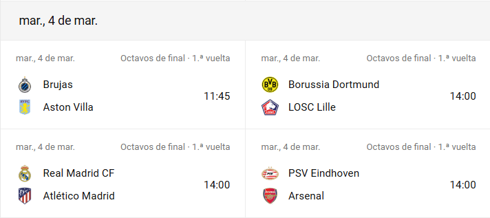 Se vienen los octavos de la Champions: aquí el calendario y otros detalles 23 CL 1