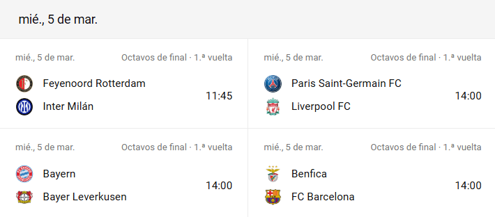 Se vienen los octavos de la Champions: aquí el calendario y otros detalles 24 CL 2