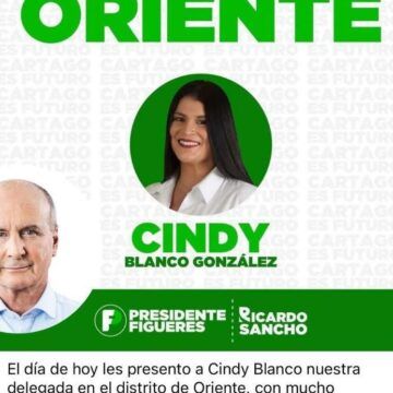 Candidata de Pueblo Soberano por el primer lugar en Cartago fue delegada del PLN en la campaña con José María Figueres