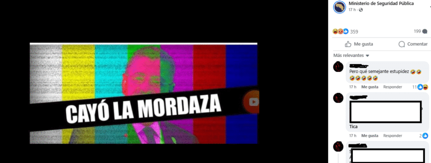 Molestia y presión popular obligaron al Gobierno a desistir de poner en sus redes sociales la imagen con la leyenda “cayó la mordaza”