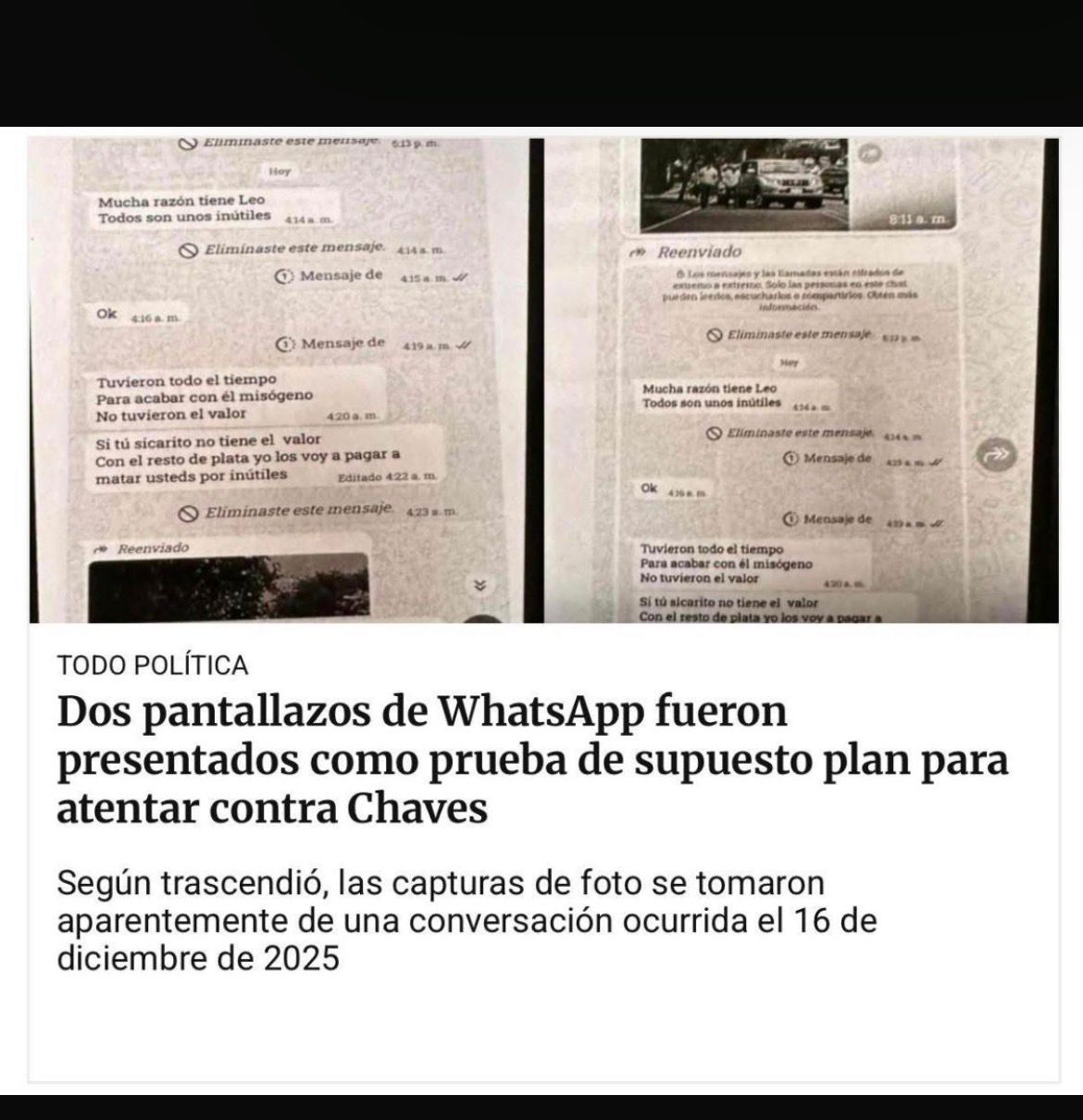 Supuesto plan para asesinar a Rodrigo Chaves fue denunciado con 2 pantallazos como prueba: Frente Amplio se desliga de la mujer implicada 16 pantallazos
