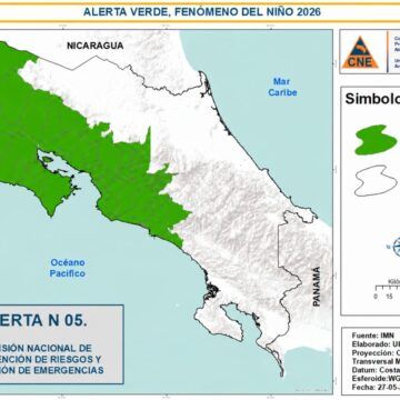 Alerta verde: Aguaceros para el Pacífico central y sur, lluvias esporádicas para el resto del país
