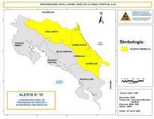 Caribe y zona norte del país en alerta amarilla ante acumulación de lluvia: ya hay albergues en Sarapiquí