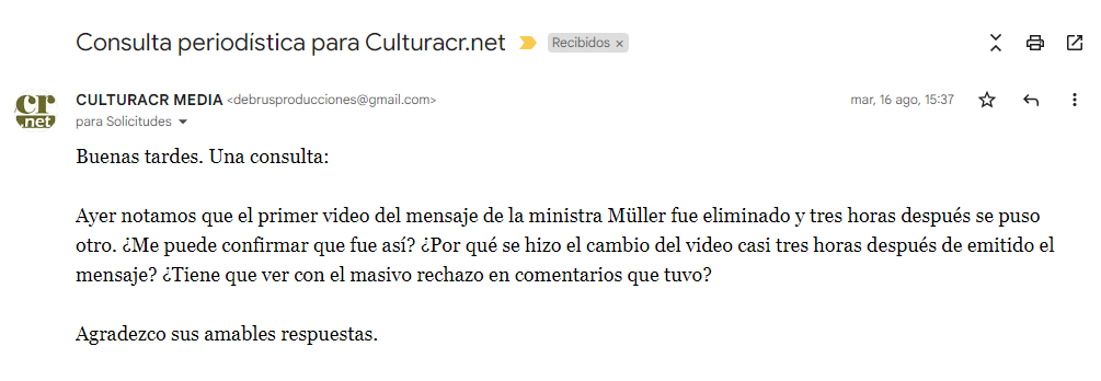 Envio solicitud presidencia