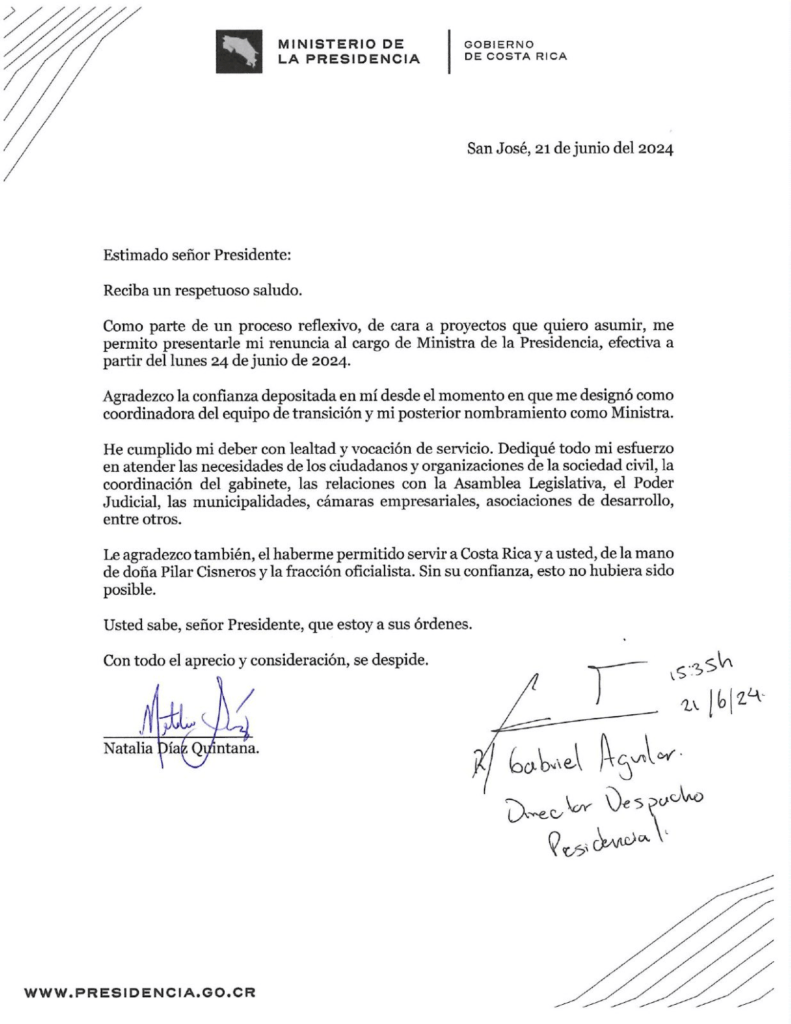 renuncia natalia diaz carta